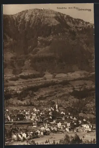 AK Goldau, Ortsansicht mit Rigi-Scheidegg