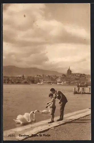 AK Genève, Vue de la ville sur la rive