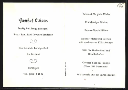 AK Lupfig b. Brugg, Gasthof und Metzgerei Ochsen