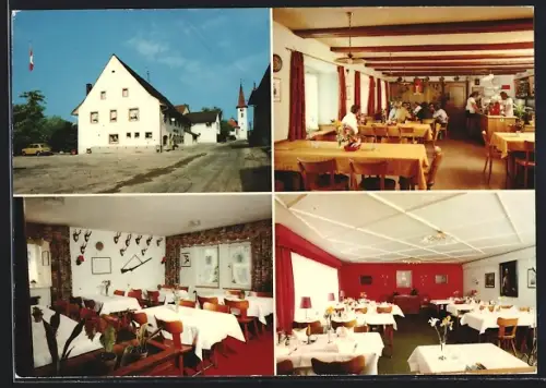 AK Oeschgen, Landgasthof Schwanen, Hinterdorfstrasse, Aussen- und Innenansichten