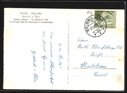 AK Beinwil a. See, Hotel Hallwil, Geschw. Schmid