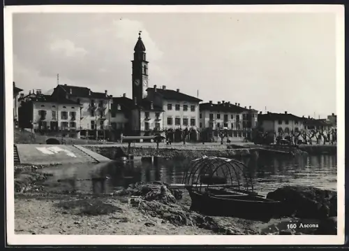 AK Ascona, Ortsansicht mit Kirche am Ufer