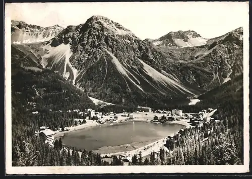 AK Arosa-Obersee, Ortsansicht vom Berghotel Prätschli gesehen
