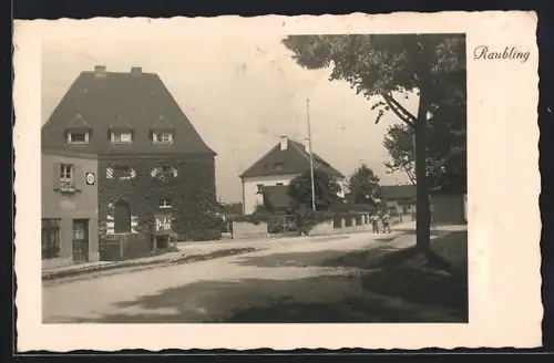 AK Raubling, Strassenpartie, Efeubewachsenes Haus