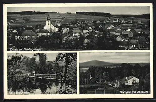 AK Ebnath im Fichtelgebirge, Ortsansicht, Am Schwimmbad, Selingau mit Kösseine