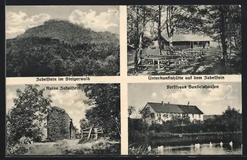 AK Zabelstein im Steigerwald, Ruine Zabelstein, Unterkunftshütte, Forsthaus Bundelshausen