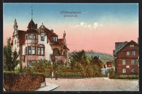 AK Hildburghausen, Gartenstrasse mit Villen