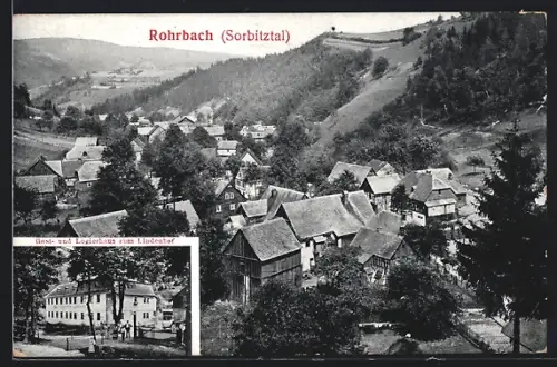 AK Rohrbach /Sorbitztal, Ortsansicht, Gasthaus und Logierhaus zum Lindenhof