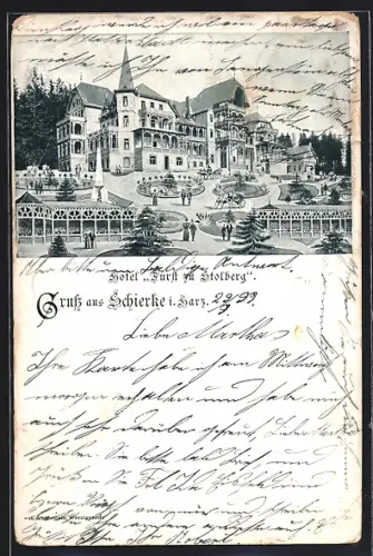 AK Schierke i. Harz, Hotel Fürst zu St. Stolberg mit Anlagen