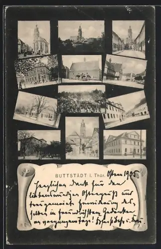 AK Buttstädt i. Thür., Kirche, Rathaus, verschiedene Ortsansichten