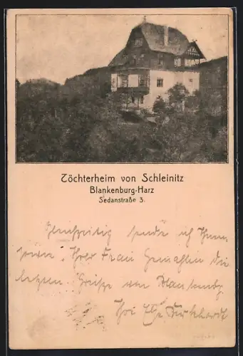 AK Blankenburg-Harz, Töchterheim von Schleinitz, Sedanstrasse 3