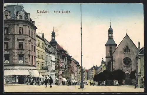 AK Bautzen, Stein-Strasse, Kirche