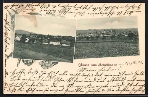 AK Schöllnach, Ortsansichten aus der Vogelschau