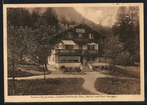 AK Josefstal-Schliersee /Obb., Pension Bergfrieden, Station und Post Neuhaus