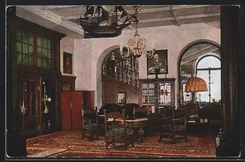 AK Augsburg, Hotel Drei Mohren, Eine Ecke der Halle