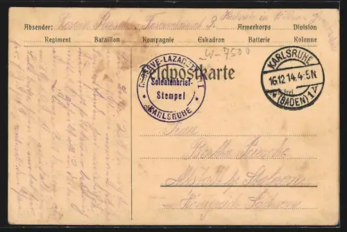 AK Karlsruhe i. B., Reservelazarett in der Gewerbeschule