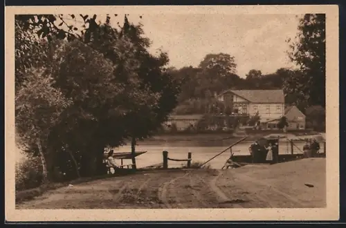 AK Coswig /Anhalt, Blick auf die Elbterrasse vom anderen Ufer