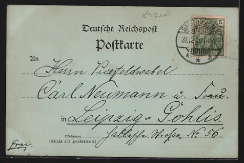 Mondschein-AK Sangerhausen, Blick auf die Marienkirche mit Mond