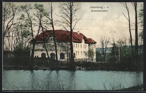 AK Ilsenburg i. H., Blick vom See auf das Eisenbahnheim