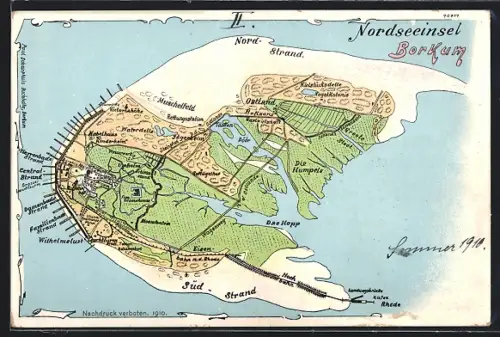 AK Borkum, Landkarte der Nordseeinsel