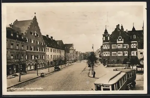 AK Ingolstadt, Harderstrasse, Automobile, Fuhrwerk