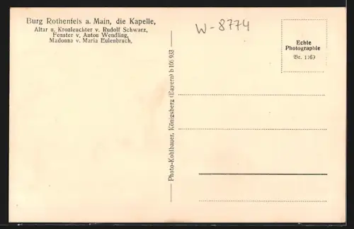 AK Rothenfels a. Main, Innenansicht der Burgkapelle