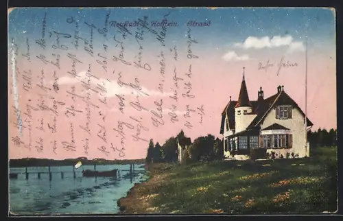 AK Neustadt i. Holstein, Strandpartie mit Villa