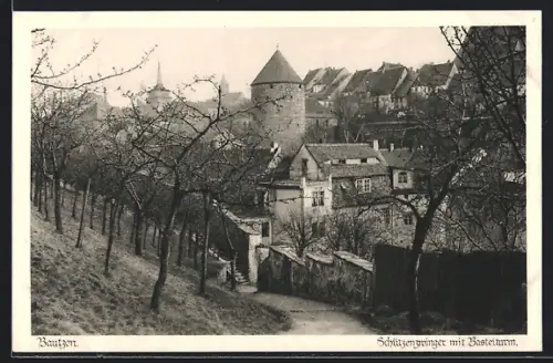 AK Bautzen, Schütenzwinger mit Basteiturm