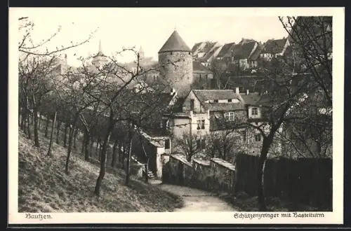 AK Bautzen, Schütenzwinger mit Basteiturm