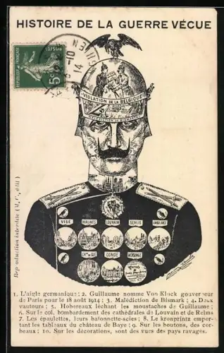AK Histoire de la Guerre Vecue, Kaiser Wilhelm II., optische Täuschung
