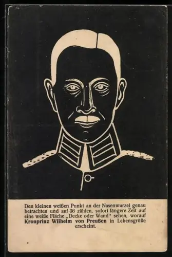 AK Kronprinz Wilhelm von Preussen in Uniform, Vexierbild mit Anleitung
