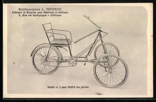 AK Orléans, Tricycles pour Viellards et Infirmes de L. Tournois, Rollstuhl