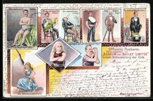 Lithographie Barnum and Bailey Limited, Zirkus, Der tättowierte Mann