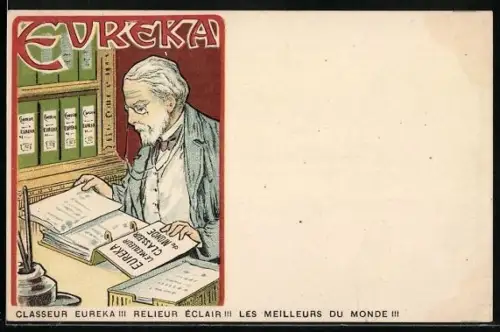 Lithographie Classeur Eureka, Reklame Waschmittel