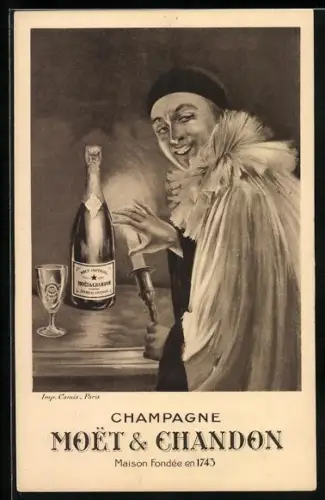 AK Champagne Moet & Chandon, Pierrot, Harlekin