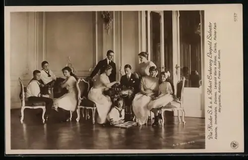 AK Die Kinder von Erzherzog Leopold Salvator beim Schach