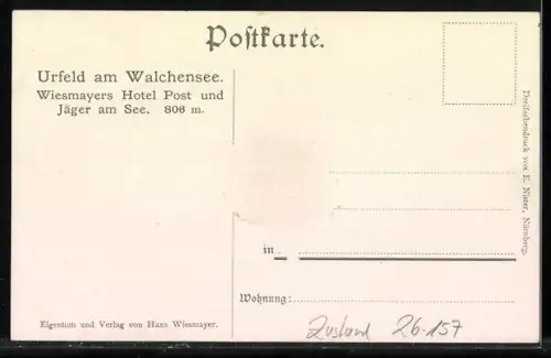 Künstler-AK Edward Harrison Compton: Urfeld, Hotel Post und Jäger am See