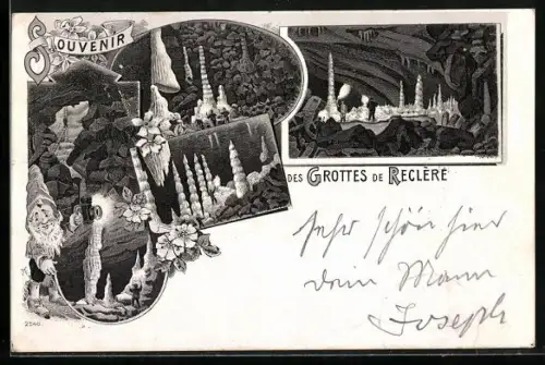 AK Souvenir des Grottes de Reclère