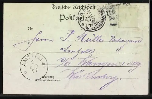 Lithographie Metz, Theater, Vincent-Kirche, Neydenkmal, Totalansicht