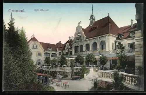 AK Marienbad, Cafe Rübenzahl mit Terrasse