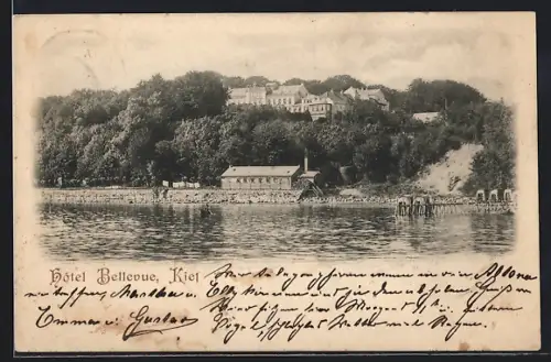 AK Kiel, Hotel Bellevue vom Wasser aus