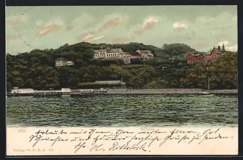 AK Kiel, Hotel Bellevue vom Wasser aus