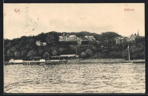 AK Kiel, Uferpartie mit Blick auf Bellevue