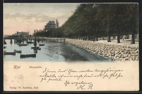 AK Kiel, Wasserallee vom Wasser aus mit Booten