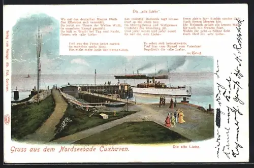 AK Cuxhaven, Alte Liebe, Dampfer, Vers