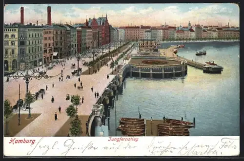 AK Hamburg-Neustadt, Jungfernstieg mit Stadtpanorama aus der Vogelschau