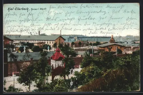 AK Kiel-Ellerbeck, Kaiserliche Werft, Ortspartie im Hafen