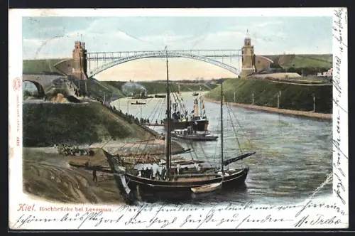 AK Kiel, Schiffe unter der Hochbrücke bei Levensau