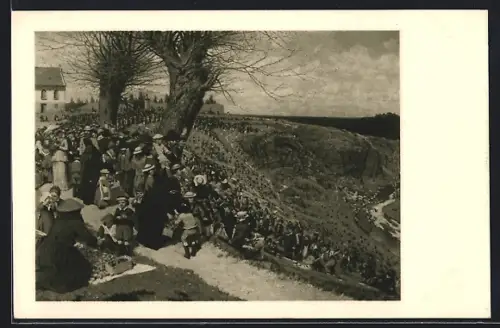 AK Bautzen, Provinzialmuseum, Eierschieben auf dem Proitschenberg, August Heino-Bautzen