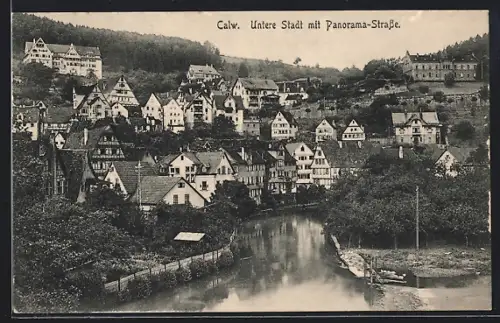 AK Calw, Untere Stadt mit Panorama-Strasse